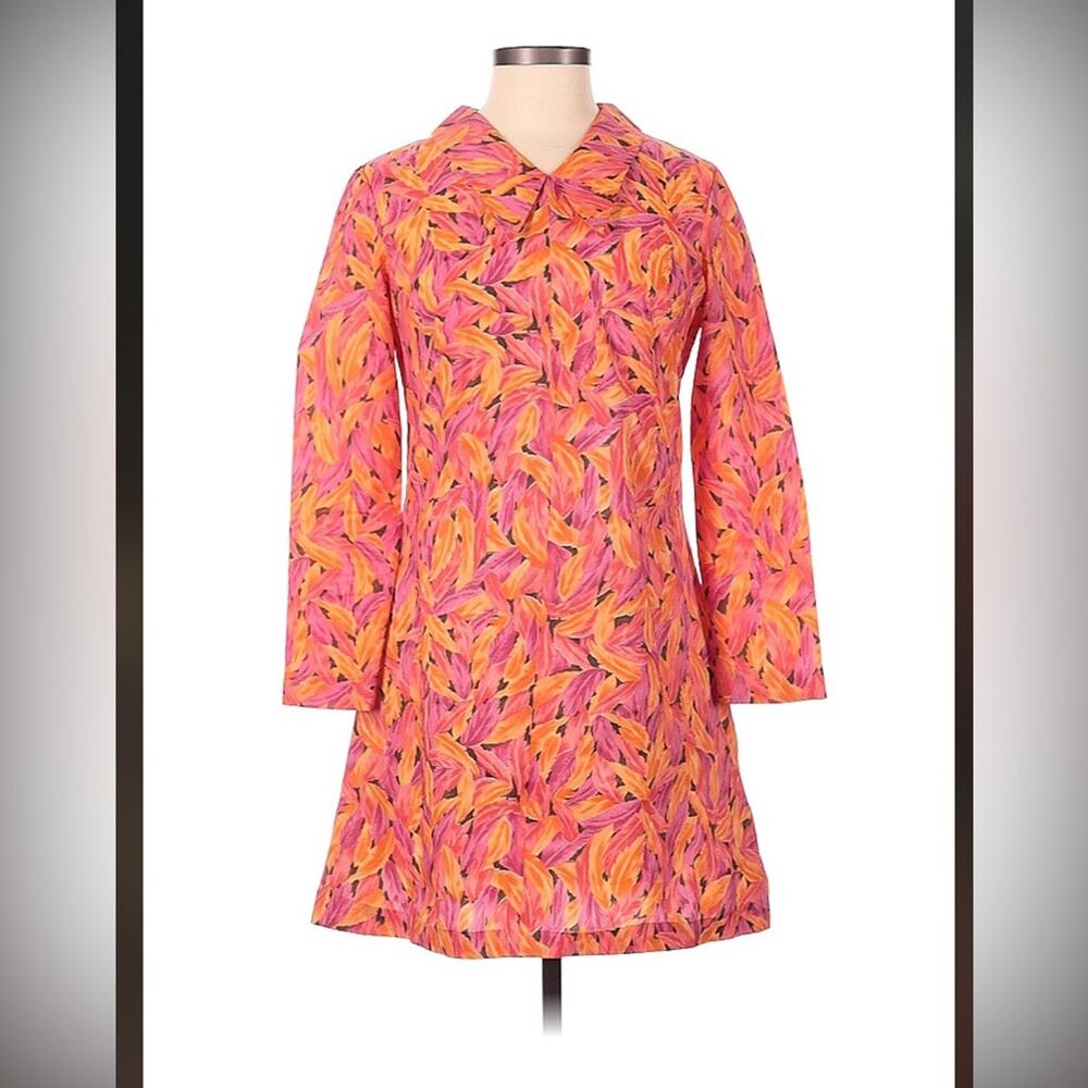 Union Ladies Wear Mod Retro feather print a line mini dress, size med